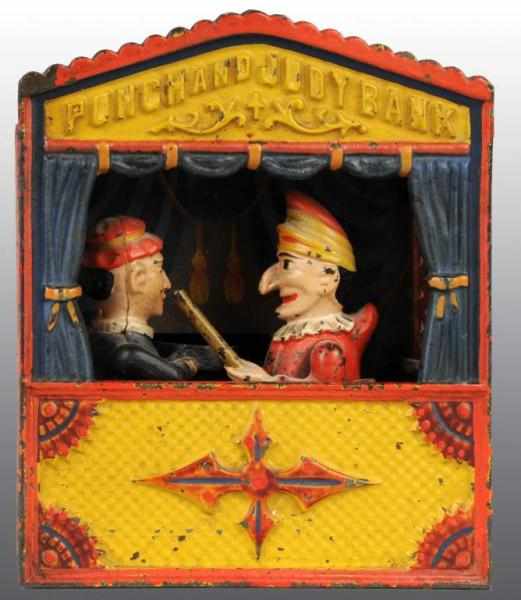 Appraisal: Cast Iron Punch Judy Mechanical Bank Description Manufactured by Shepard