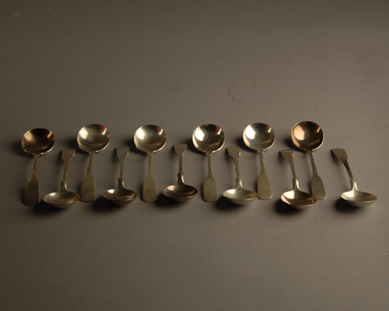 Appraisal: Twelve Sterling Cream Soup Spoons by International unmonogrammed Provenance Estate