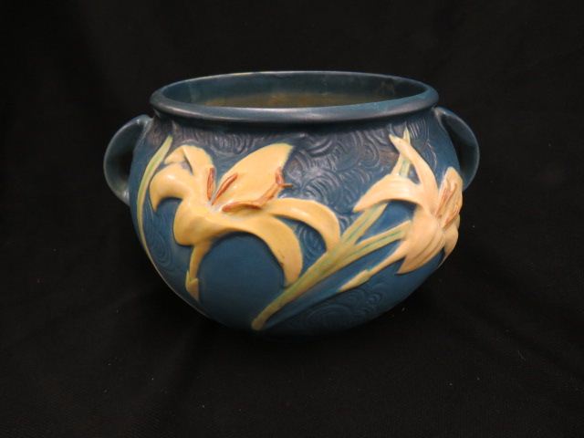 Appraisal: Roseville Zephyr Lily Pottery Planter - diameter blue excellent