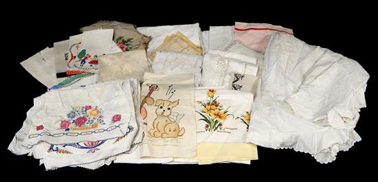 Appraisal: TEXTILES Vintage mid- th C bedding large assortment includes one