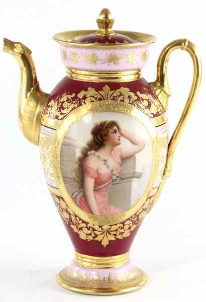 Appraisal: Dresden Porcelain Teapotthe body with hand-painted portrait of a beauty