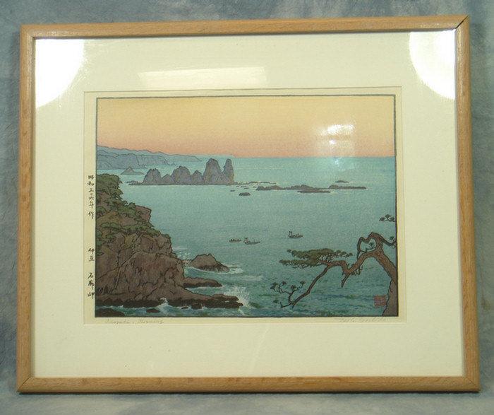 Appraisal: Toshi Yoshida Japanese b Irozaki Morning woodcut print x image