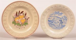 Appraisal: Two Transfer Decorated Alphabet Plates Two Transfer Decorated Ironstone China