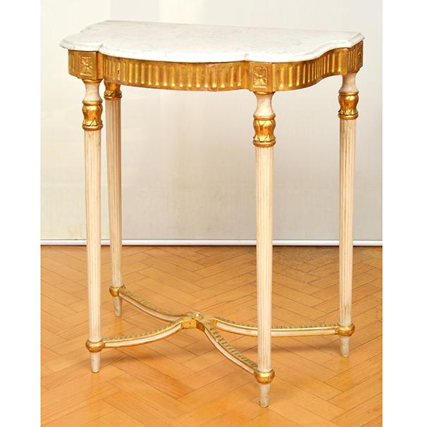 Appraisal: A PAIR OF LOUIS XV STYLE MARBLE TOP GILT WOOD