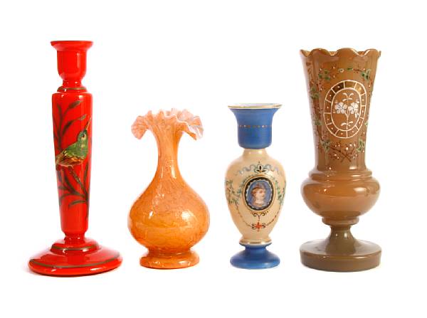 Appraisal: Four pairs of Continental enameled glass vases together with an