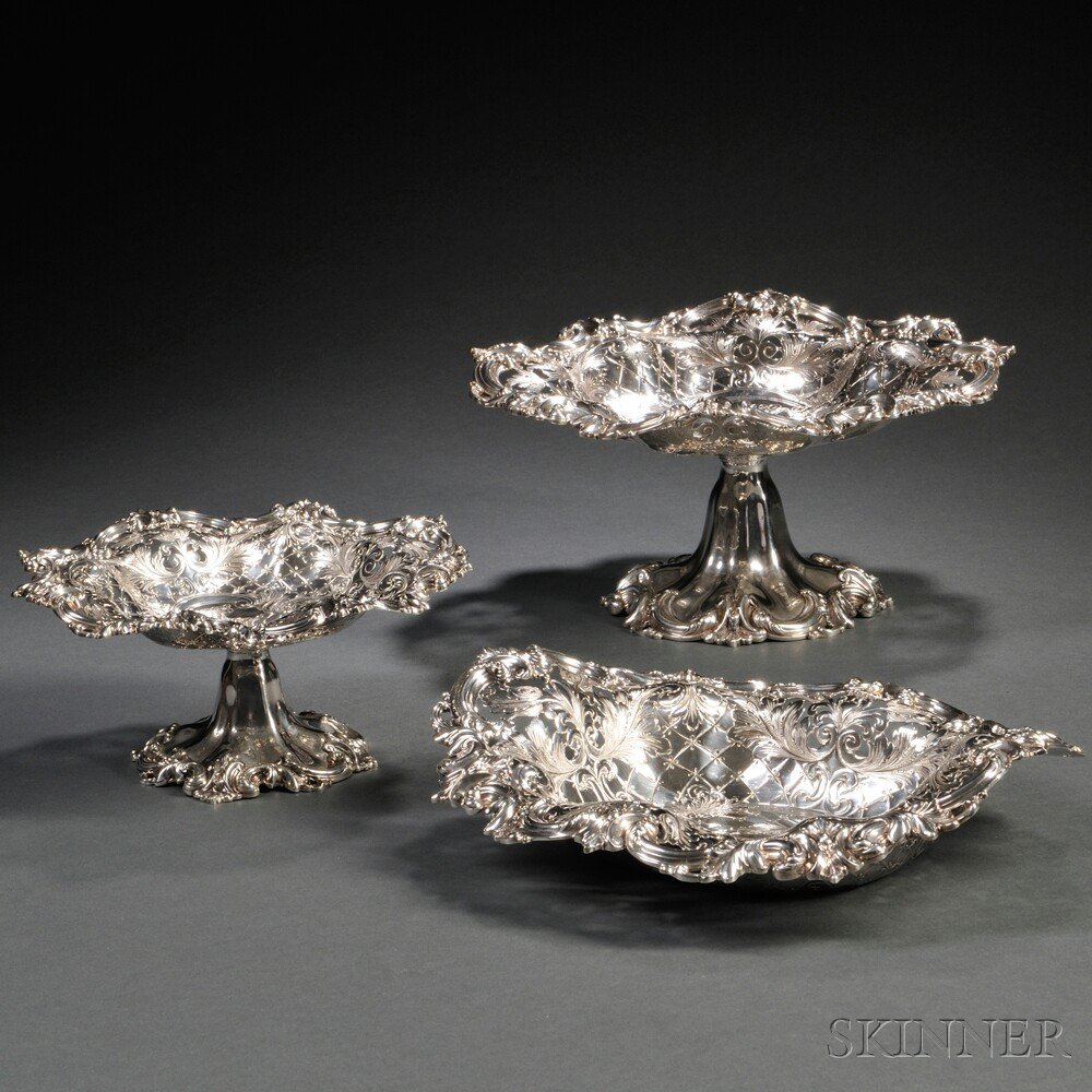 Appraisal: Three Frank Smith Sterling Silver Dishes Gardner Massachusetts early th