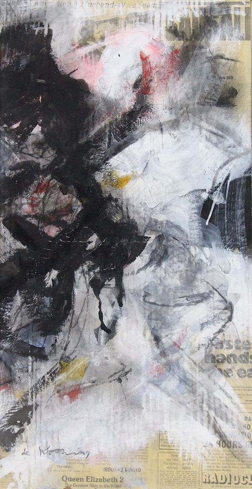 Appraisal: DE KOONING Willem attr Mixed Media on Newsprint Laid on