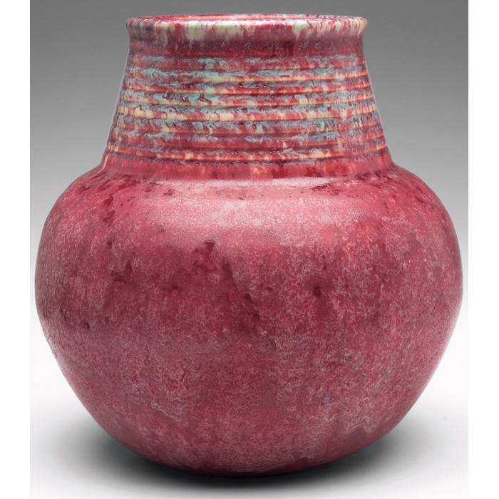 Appraisal: Roseville Imperial vase bulbous shape with ribbed neck in red