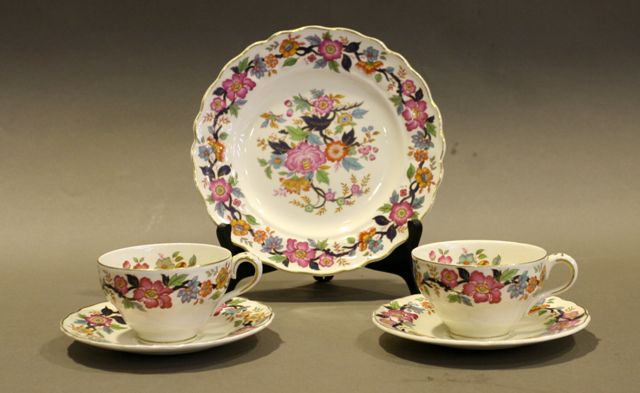 Appraisal: A Marlborough part tea service in floral pattern pieces