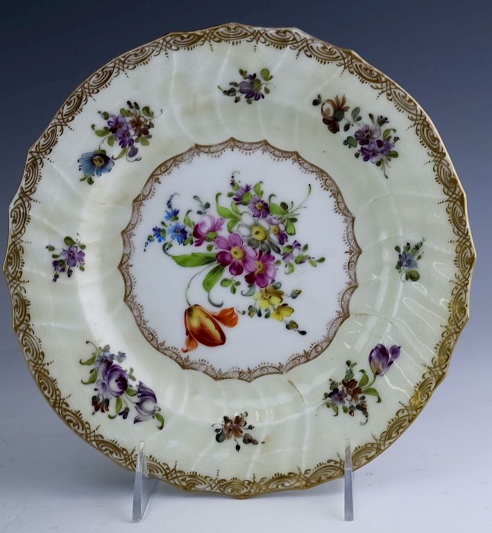 Appraisal: KPM German Porcelain Floral Gold Gilt Plate KPM German porcelain