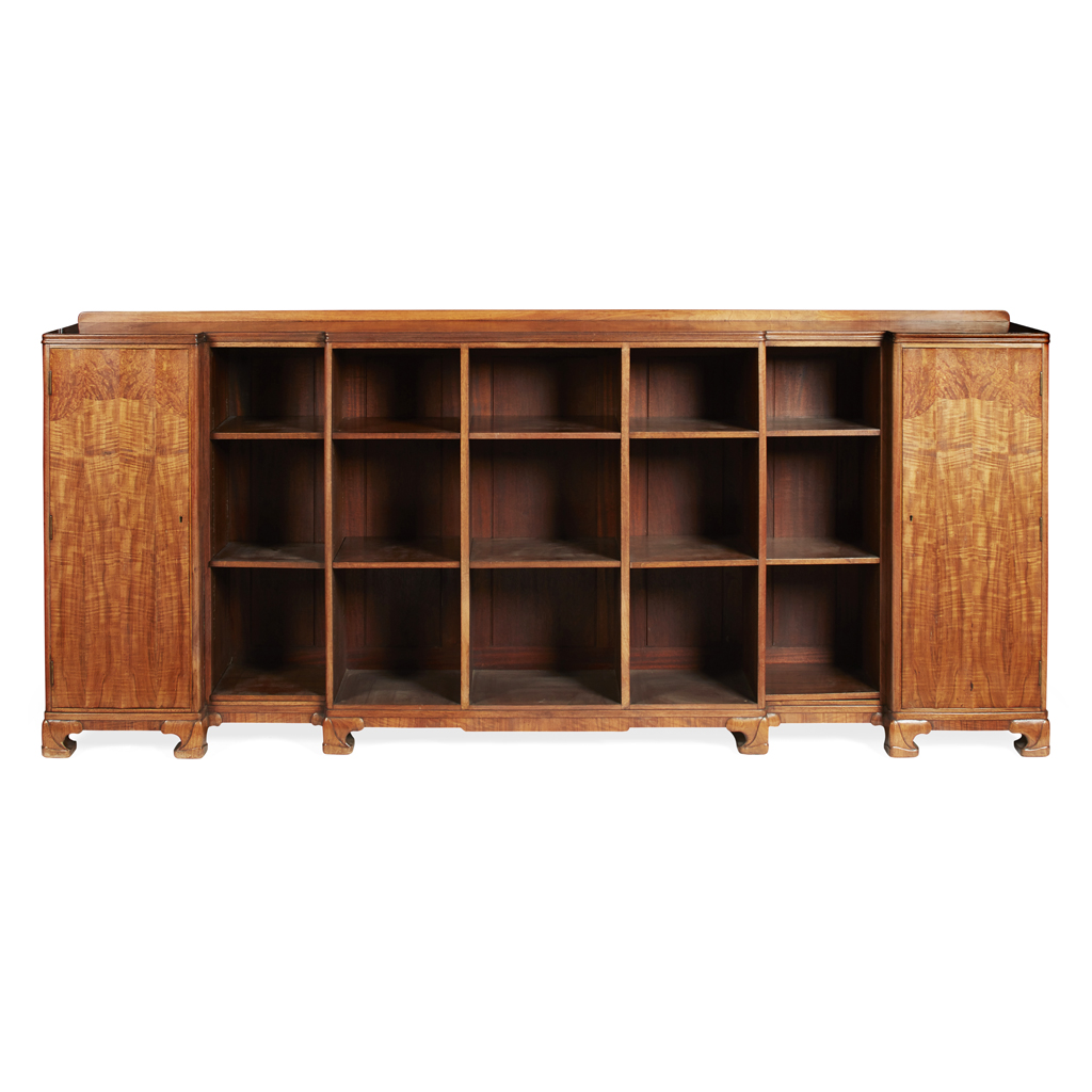 Appraisal: WHYTOCK AND REID MAHOGANY AND THUYA WOOD LOW OPEN BOOKCASE