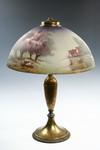 Appraisal: TABLE LAMP - Circa s reverse painted lamp shade with