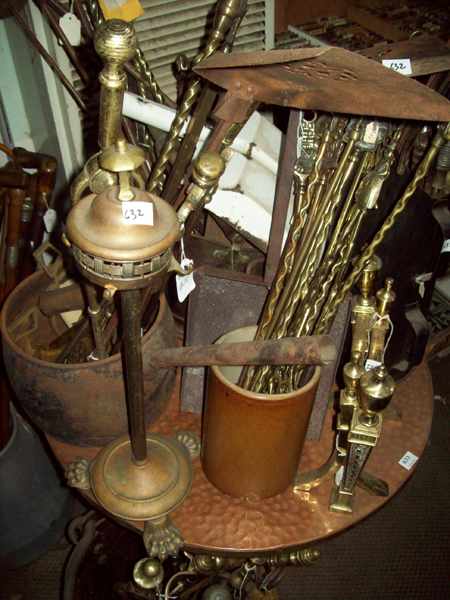 Appraisal: A LARGE COLLECTION OF APPROXIMATELY FIFTY BRASS FIRE TOOLS AND