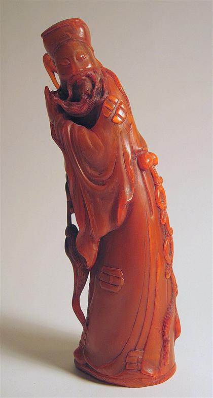 Appraisal: Chinese carved buffalo horn immortal th century