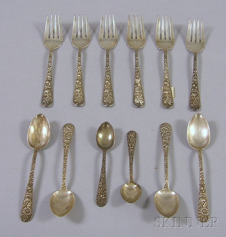 Appraisal: Twelve Pieces of Kirk Sterling Silver Flatware Repousse pattern approx