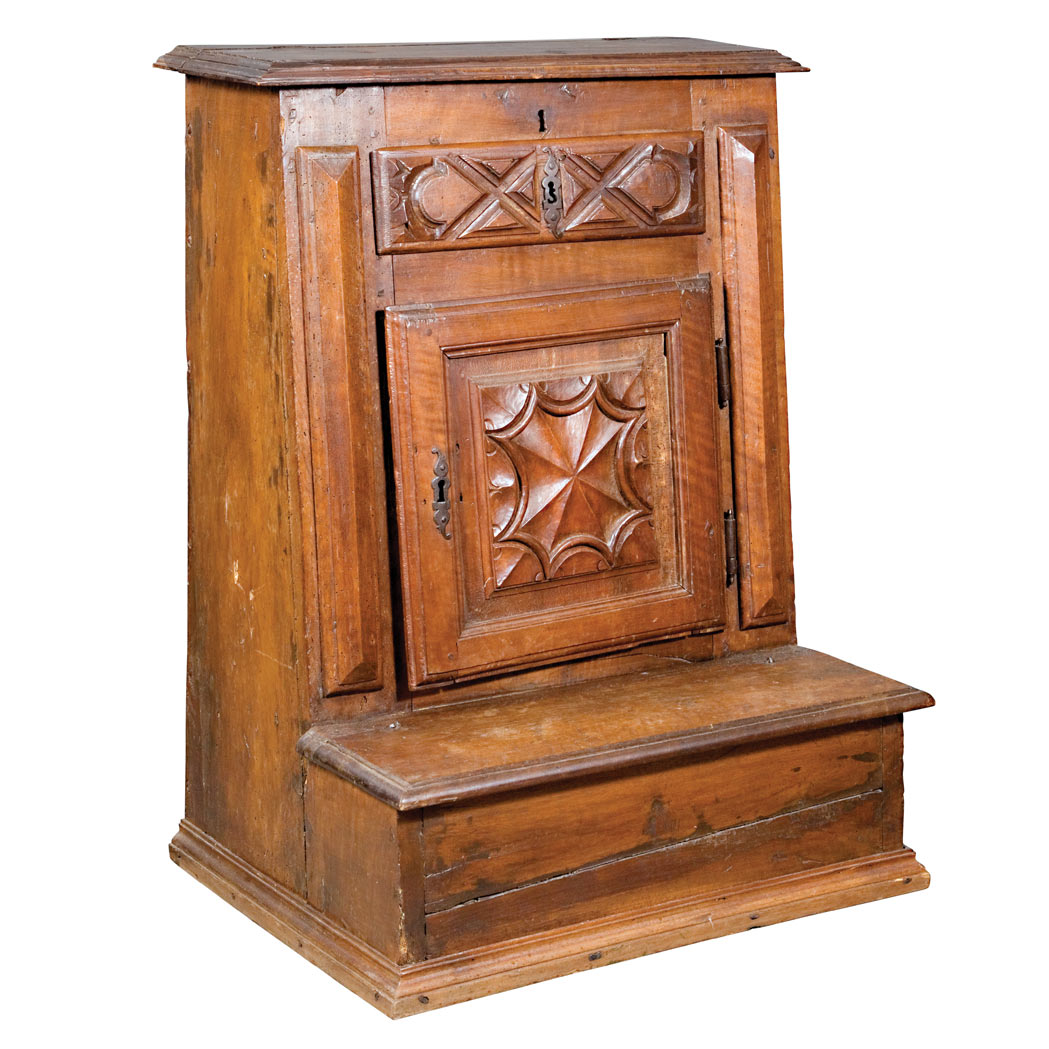 Appraisal: Continental Baroque Walnut Side Cabinet The rectangular top above a