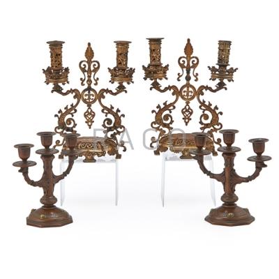 Appraisal: BRONZE CANDELABRA Two pair one -light one -light European ca