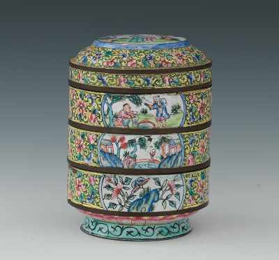 Appraisal: A Chinese Enameled Segmented Container Apprx - H x D