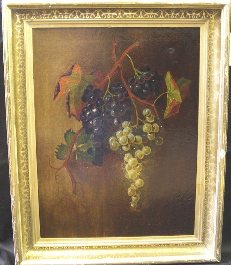 Appraisal: American School Late th Century Still Life with Grapes oil