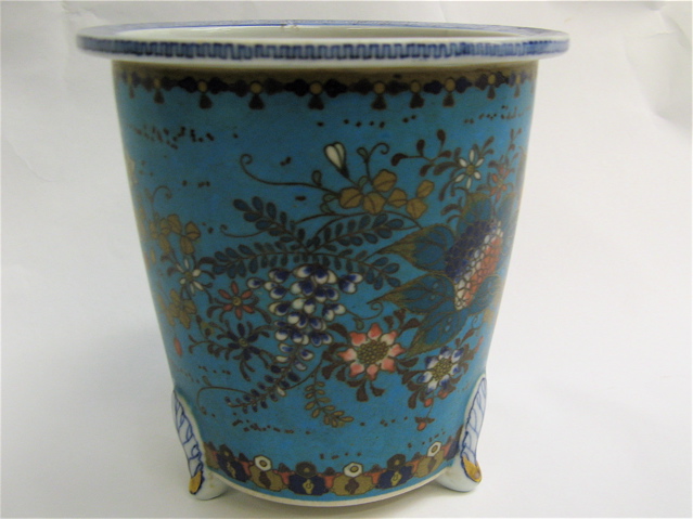 Appraisal: JAPANESE CLOISONNE TOTAI ENAMELED PORCELAIN PLANTER Meiji Period having enameled