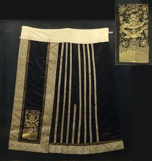 Appraisal: th Century Chinese Silk Embroidered Pleated Skirt in Frame Decorated