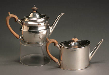 Appraisal: Two George III Silver Teapots The first maker's mark AK