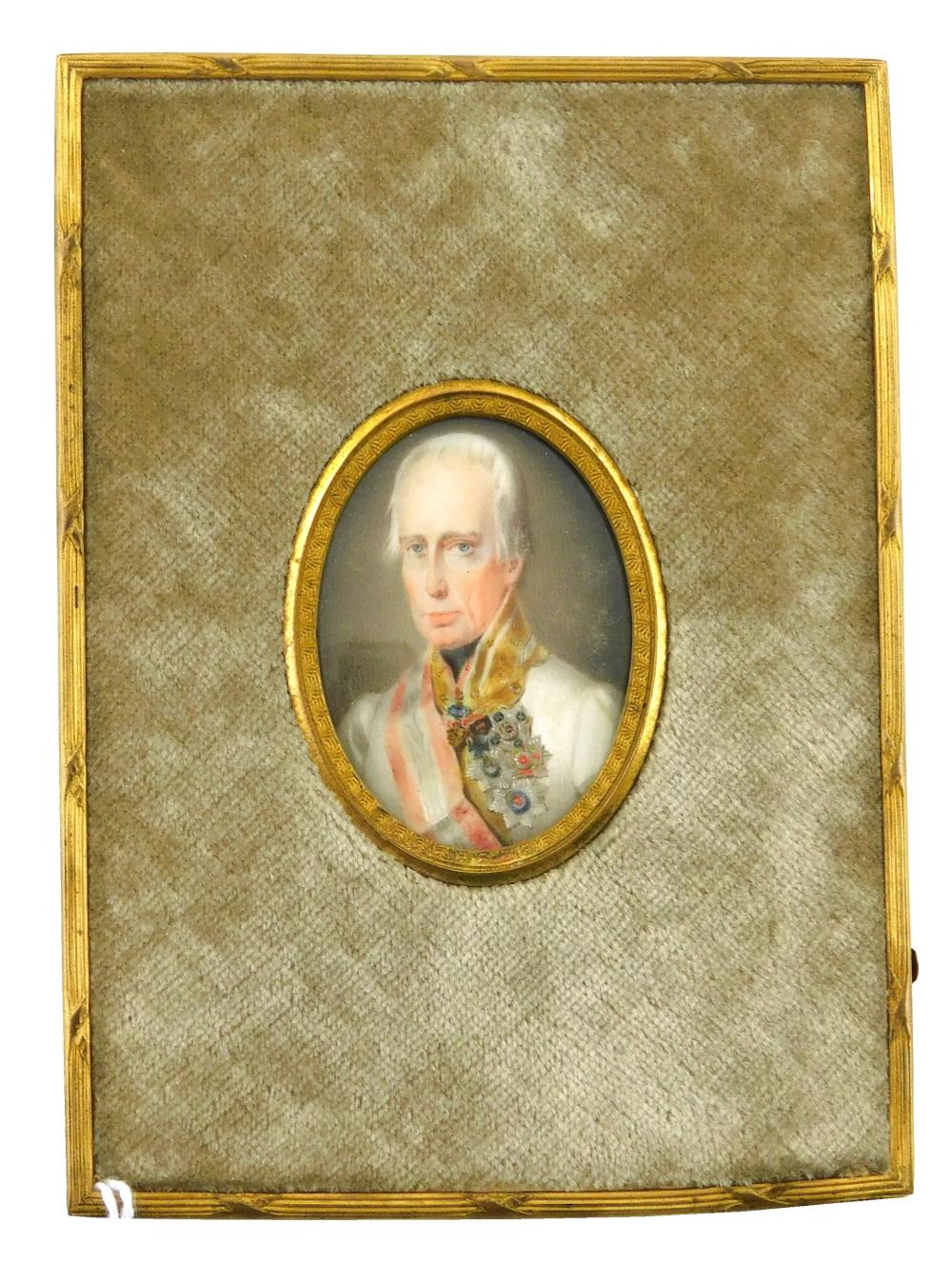 Appraisal: MINIATURE Military Gentleman Likely Emperor Franz II of Austria oval