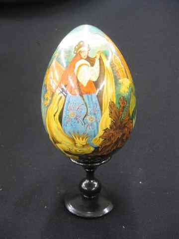 Appraisal: Russian Lacquerware Egg fairy tale scenes artist signed '' plus