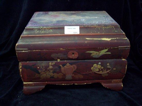 Appraisal: A large lacquer work box the hinged lid enclosing a