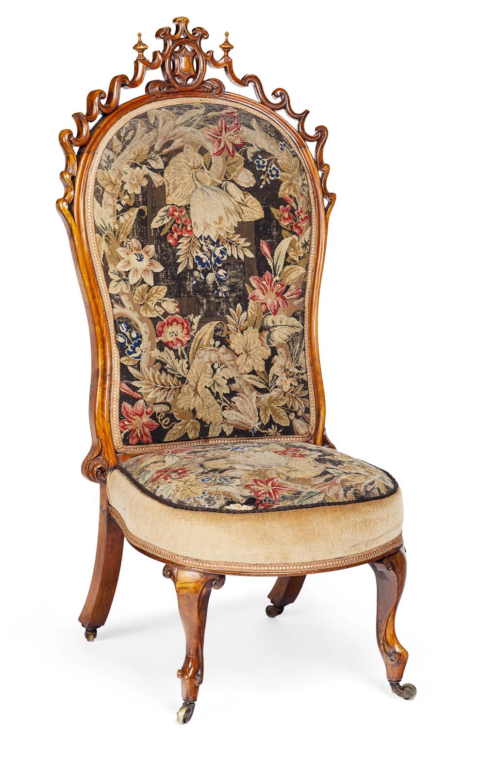 Appraisal: VICTORIAN BEECH AND UPHOLSTERED SIDECHAIR TH CENTURY the padded balloon