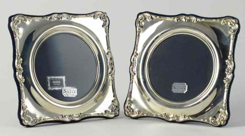 Appraisal: Pair of English Sterling Picture Frames Sheffield maker's mark of