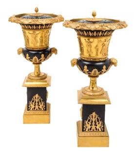 Appraisal: A Pair of Empire Style Gilt and Patinated Bronze Brule-Parfums