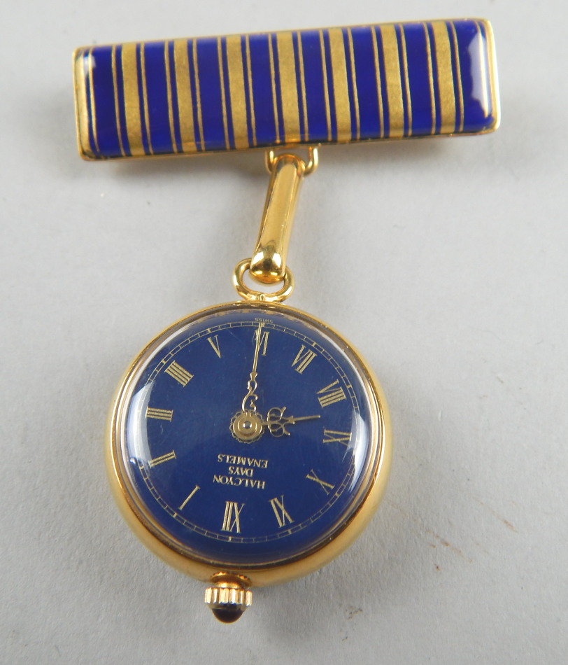 Appraisal: A Halcyon Days Enamels dress watch with blue and gold