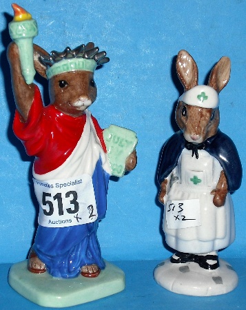 Appraisal: Royal Doulton Bunnykins figures Nurse DB green and Statue of