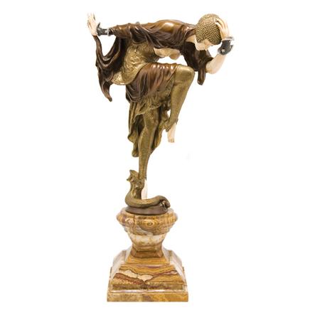 Appraisal: Art Deco Style Bronze and Ivory Ankara Dancer Figure Estimate