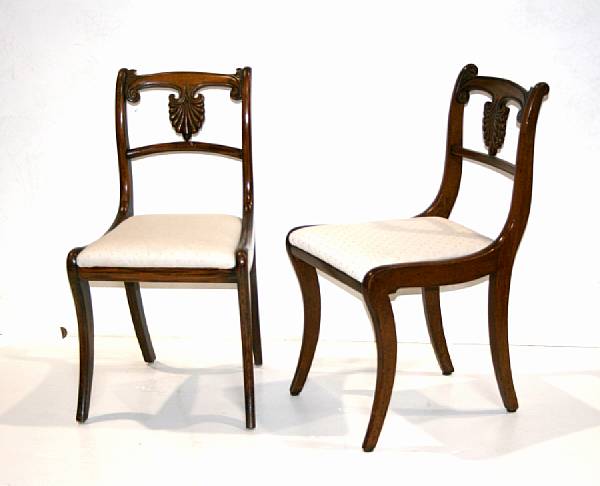 Appraisal: A set of four Regency faux rosewood dining chairs early