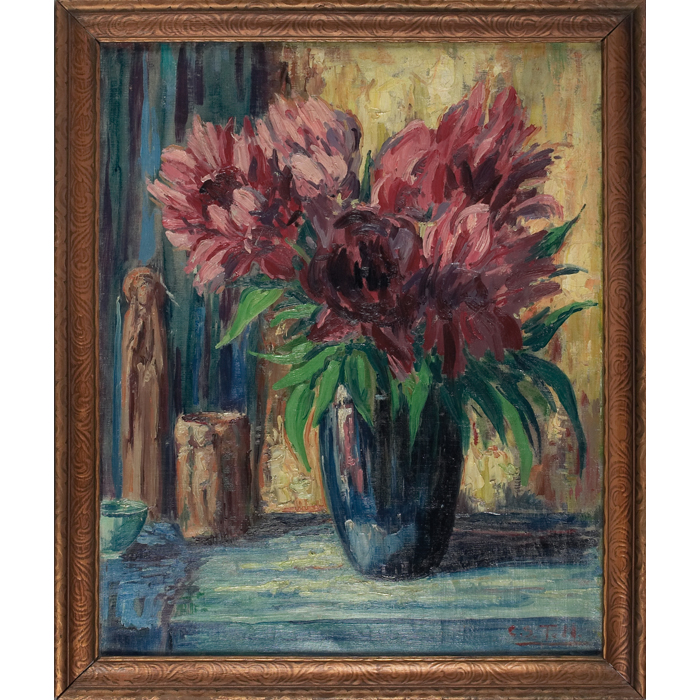 Appraisal: Charles S Todd American - ''StillLife with Peonies '' oil