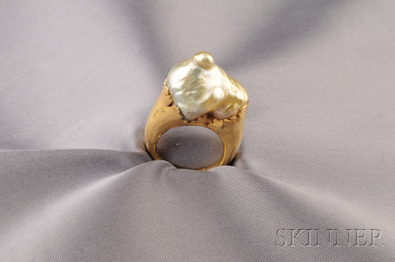 Appraisal: kt Gold and Baroque Pearl Ring Jean Francois Fichot Queen