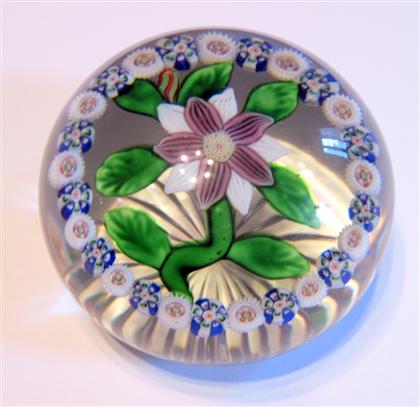 Appraisal: Antique Baccarat double clematis and millefiori garland paperweight With an