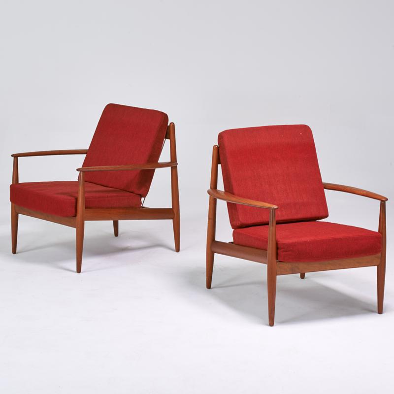 Appraisal: GRETE JALK FRANCE SONS Pair of lounge chairs Denmark s