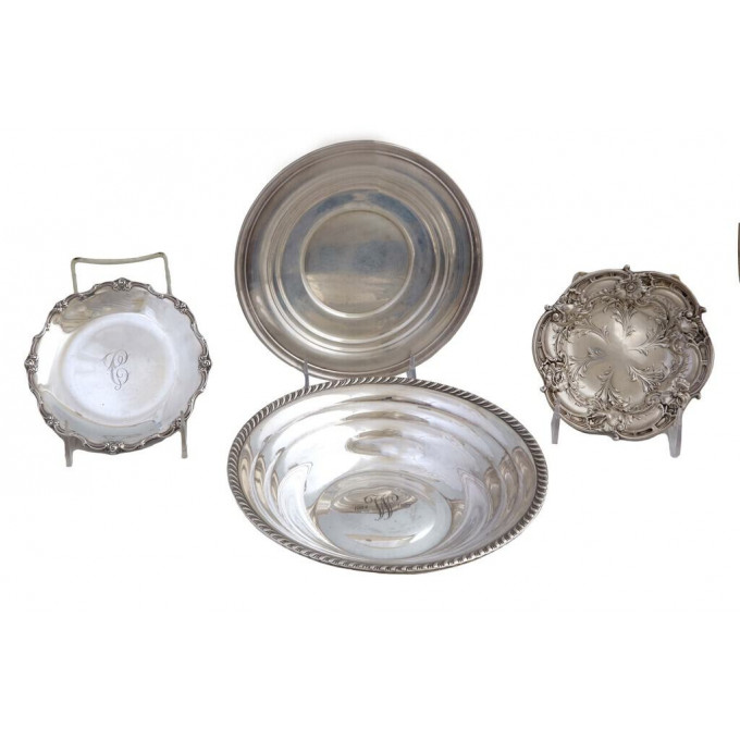 Appraisal: Four Sterling Pieces consisting of a bread bowl by MHF