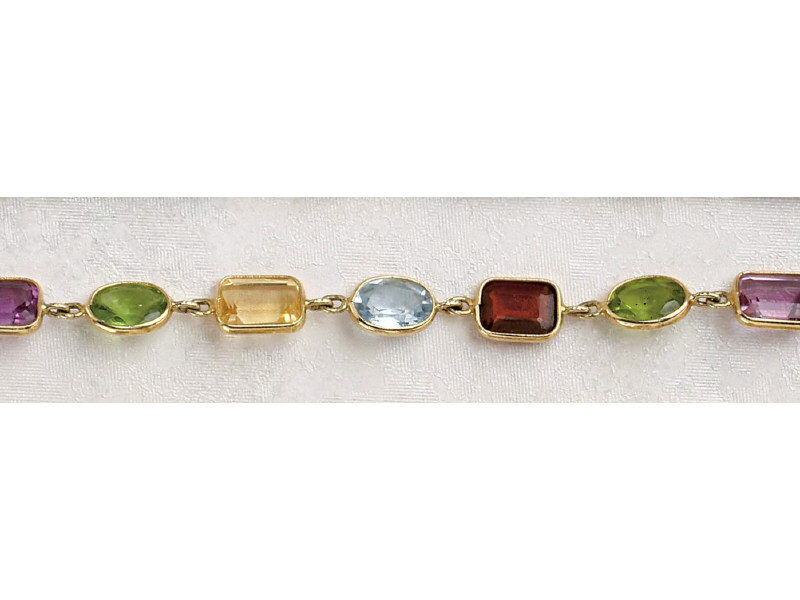 Appraisal: GEMSTONE BRACELET k yellow gold bracelet with bezel set rectangular