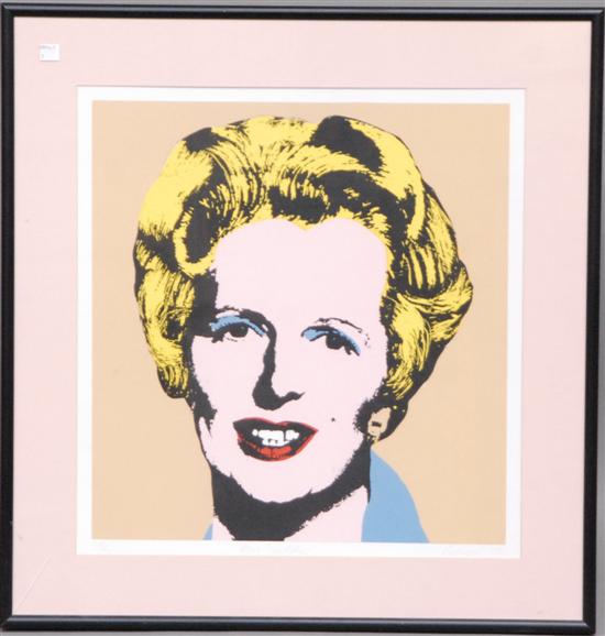 Appraisal: SIGNED MARGARET THATCHER LITHOGRAPH Miss Thatcher Artist pencil signed lower