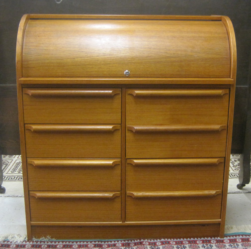 Appraisal: DANISH MODERN CYLINDER ROLL-TOP DESK th century having a sliding