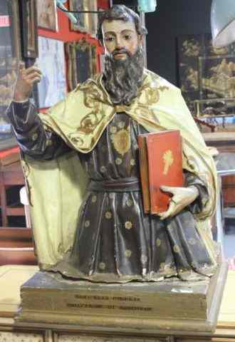 Appraisal: Antique Papier Machier Bust of a Saint Hand painted and