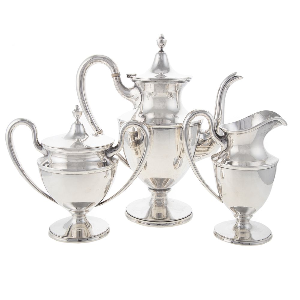 Appraisal: Three-Piece Stieff Sterling Colonial Coffee Set - date marks pattern