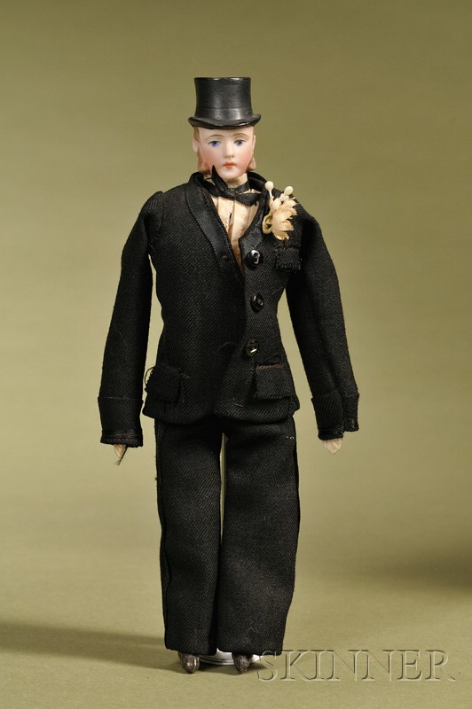 Appraisal: German Gentleman with Molded Top Hat Germany c tinted bisque