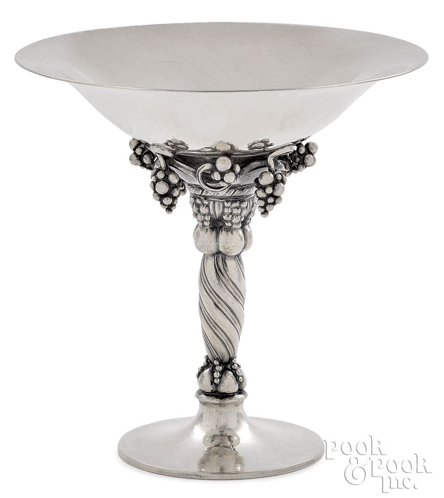 Appraisal: Georg Jensen sterling silver grape tazza Georg Jensen sterling silver