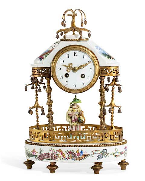 Appraisal: A French Chinoiserie decorated mantel clock A French gilt bronze