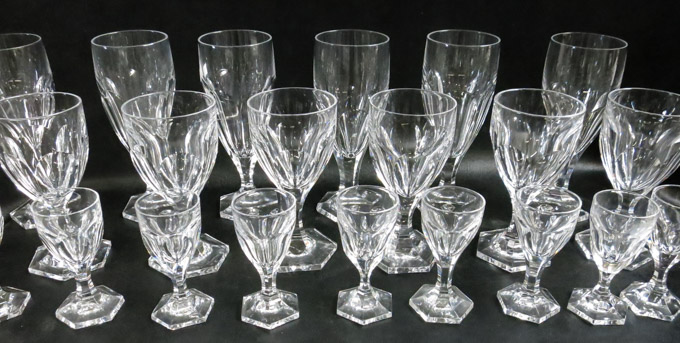 Appraisal: SET OF KOSTA BODA ROSERSBERG CUT CRYSTAL STEMWARE fifty-four pieces